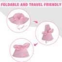 Syhood 2 Pieces Wide Brim Baby Girls Sun Hat Adjustable Sun Protection Summer Beach Hat for Toddler (0-12 Months, White and Pink)