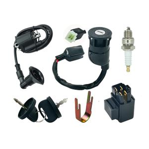 Ignition Key Switch for Polaris Sportsman 90, Fit for Polaris Outlaw Scrambler Predator 50 90 with Ignition Coil&Starter Relay Solenoid and Spark Plug