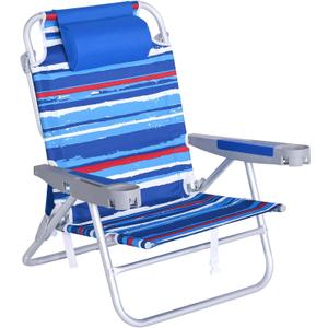 SUNNYFEEL Extra Wide Low Beach Chair 5 Position Lay Flat 500 LBS Heavy Duty, XL Oversized Portable Folding Camping Chairs with Cup Holder for Outdoor/Trip, Lightweight Backpack Beach Chair for Adults, X-Large