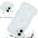 Aitipy for iPhone 16 Plus Case, Wavy Frame Cute Ribbon Bowknot Pattern Aesthetic Transparent Back Soft TPU Shockproof Phone Case for Women Girls, Blue