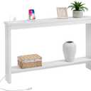 ZGREN Narrow Sofa Table with Outlet and USB Port, Behind Couch Table Skinny Console Table with Charging Station Thin and Long Slim Entryway Table for Living Room, Hallway, Entry Hall, Foyer, White