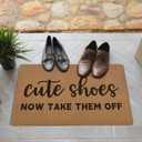 Cute Shoes Take Them Off Door MatsCute Funny Welcome Decoration Door Mat for Home Outside Entryway, Rustic Botanical Artificial Coir Doormat Rugs for Patio Entry Kitchen Decor, 17x30 Inch
