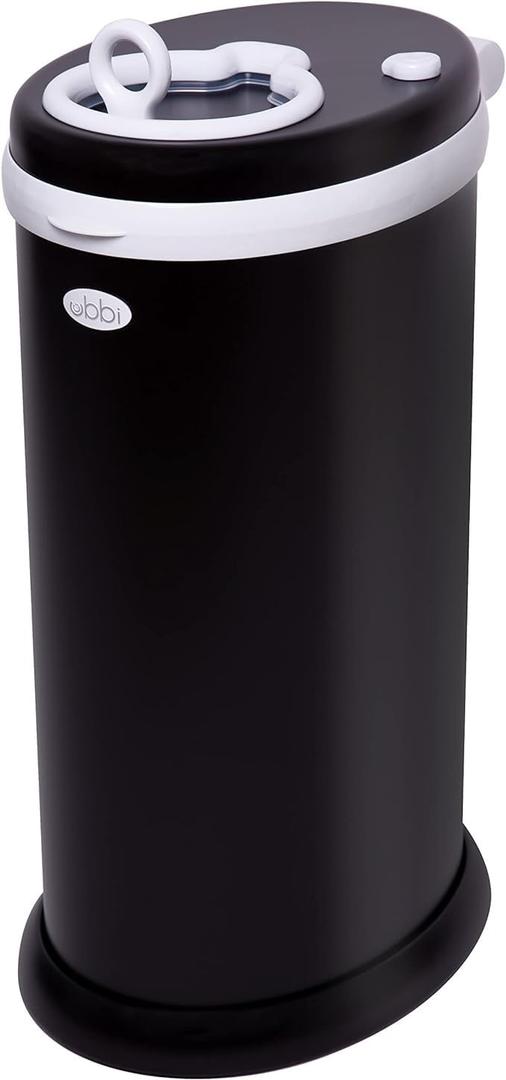 Ubbi Steel Diaper Pail, Odor Locking, No Special Bag Required, Award-Winning, Registry Must-Have, Matte Black