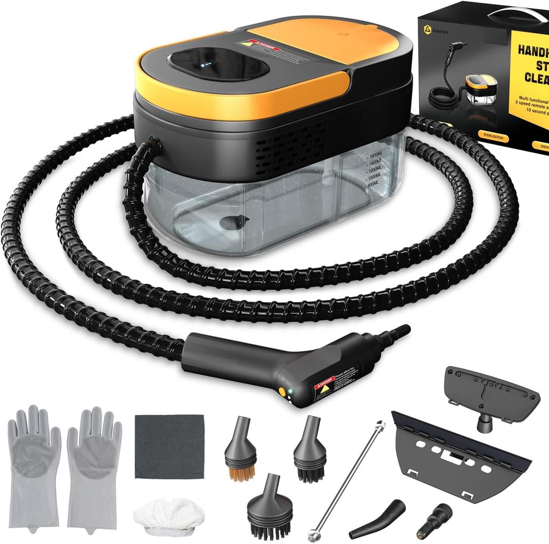 Steam Cleaner, 3-Level Adjustable Handle, 15s Heat-Up, 1.69 Quarts Tank, Portable Steamer for Cleaning with 11 pcs Accessories, Steam Cleaner for Home for Dirt, Grease, Grout, Tile, Floor, Couch, and Car