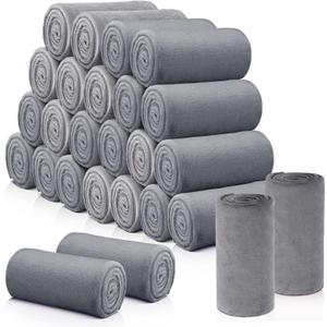 Buryeah 30 Pieces Fleece Blankets Bulk 50 x 60 Inch Soft Flannel Throw Blankets Lightweight Warm Plus for Wedding Couch Bed Home Sofa Office Gifts(Dark Grey)