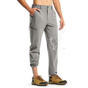 TBMPOY Men's Lightweight Hiking Pants Quick Dry 4 Pockets Stretch Water Resistant Travel Fishing Convertible Zip Cargo Jogger (Gray)