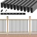50 Pack 32.25" Hollow Aluminum Deck Balusters with Screws, Metal Balusters for Deck Railing Rectangular Spindles for Outdoor Porch Balusters, Matte Black, Includes Installation Spacing Guide