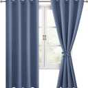 Hiasan Blackout Curtains for Bedroom, 52 x 63 Inches Length - Thermal Insulated & Light Blocking Window Curtains for Living Room/Kids Room, 2 Drape Panels Sewn with Tiebacks, Blue Haze