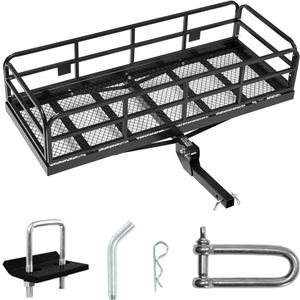 VEVOR 60x24x14 In Hitch Cargo Carrier, 500lbs Capacity Folding Trailer Hitch Mount Cargo Basket, Steel Luggage Carrier Rack Fits 2" Hitch Receiver for SUV Pickup Truck (No Bag)