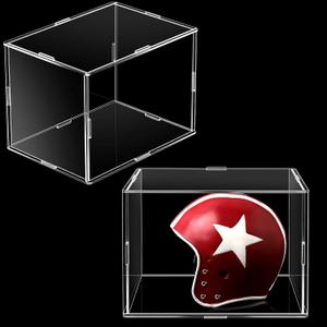 2 Pack Mini Helmet Display Case Clear Acrylic Football Baseball Helmet Display Box Holder Transparent Cube Organizer Stand for Collecting Sports Memorabilia Toy 7.3 x 5.4 x 5.4''