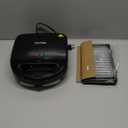 OSTBA Panini Press Grill with Adjustable Temperature, 4-Slice Indoor Grill, 180 Open Sandwich Maker with Drip Tray, Non-Stick Plates, Stainless Steel, 1200W