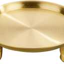 khtumeware 1 Pack 100% Solid Satin Brass Clawfoot Candle Dish - Pedestal Dish - Candle Holder - Jewelry Holder - Perfect for Wax Candles, Rings, and Trinkets