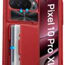 ATATOO for Google Pixel 10 Pro XL Case Wallet, Built-in Card Holder (Store 3-5 Cards) & Slide Lens Cover, Military Grade Protection, Silicone Protective Phone Cover for Pixel 10 Pro XL 6.8" 2025, Red