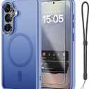 Janmitta Magnetic for Samsung Galaxy A37 5G Case,with Screen Protector+Wrist Strap,Compatible with MagSafe,Military Grade Drop Protection,Shockproof Slim Translucent Matte Phone Cover,Light Purple