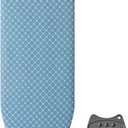 BKTD Compact Ironing Board 13 x 43, Iron Board with Heat Resistant Surface, Adjustable Height, Space Saving Table with Hook & Iron Rest for Home & Laundry Room, Diagonal Checkered Blue