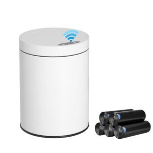 Bathroom Trash Can with Lid 2.6 Gallon Stainless Steel TrashCans Automatic Bathroom Garbage Can for Bedroom, Kitchen, Office (1Pack, White)