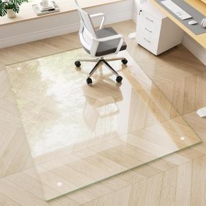 Glass Chair Mat 48" x 60" Heavy Duty Tempered Glass Office Chair Mat, Glass Floor Mat with Polished Edge and Round Corner for Smooth Glide, Office Chair Mat for Carpet, Hardwood Floor (Transparent)