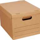 Amazon Basics Moving and Storage Boxes with Handles and Lift-Off Lids, File Storage, Collapsible, 15x10x12 in, Brown, 20-Pack