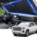 Windshield Sun Shade for GMC Sierra 1500 2500 3500 SLT AT4 Denali 2019-2024 2025 2026 Front Window Shade Custom Fit Sun Visor Foldable Shade Blocks UV Rays Summer Must Have Car Accessories
