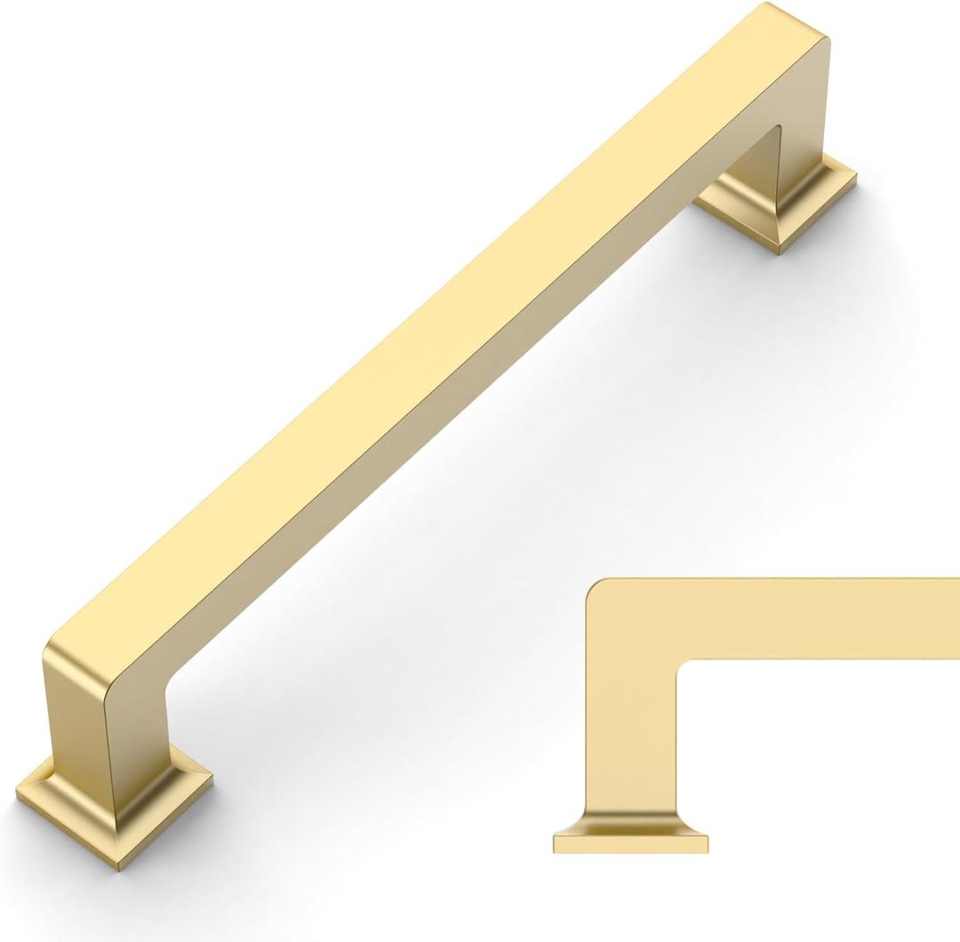 Amerdeco 10 Pack Brushed Gold Cabinet Pulls 5 Inch(128MM) Hole Centers Kitchen Cabinet Handles Cabinet Hardware Kitchen Handles for Cabinets Cupboard Handles Drawer Pulls ZH0019