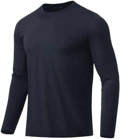 Men's Long Sleeve Shirts Moisture Wicking UPF 50+ Sun Protection Athletic T-Shirts for Fishing Workout Swim Gym, L