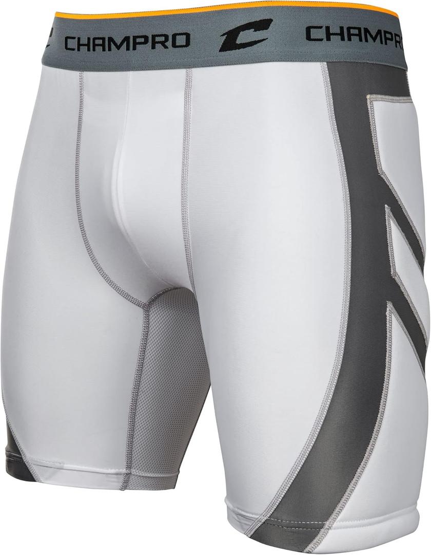 Champro Mens Wind Up Compression Sliding Shorts (Medium, White)