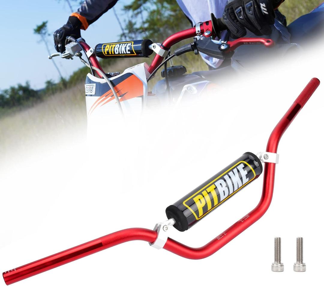 Universal 7/8 Inch 22mm Dirt Bike Handlebars, Upgraded Pit Bike Handlebar with Foam Pad for Motocross CRF YZF KXF KLX RMZ DRZ Pit Dirt Bike ATV Quad - Red