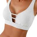 Herseas Push Up Bikini Top Women Textured Sexy Swim Suit Tops Scoop Neck Swimsuit Top Fashion Bathing Suit Tops (White, XXL)