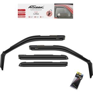 Durable Side Window Vent Visor Deflectors Compatible with Ford F-150 2015-2022 SuperCrew, in-hannel Rain Guards, Dark Smoke, 4 pcs. - FDF15015CIN
