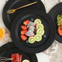 Berglander Black Plastic Plates Set of 8 Pieces 10", Reusable Flat Dinner Plates, Salad Plates, Pasta Bowls, Dishes Set Easy to Carry for Home, Garden, Picnic, Camping, Outdoor