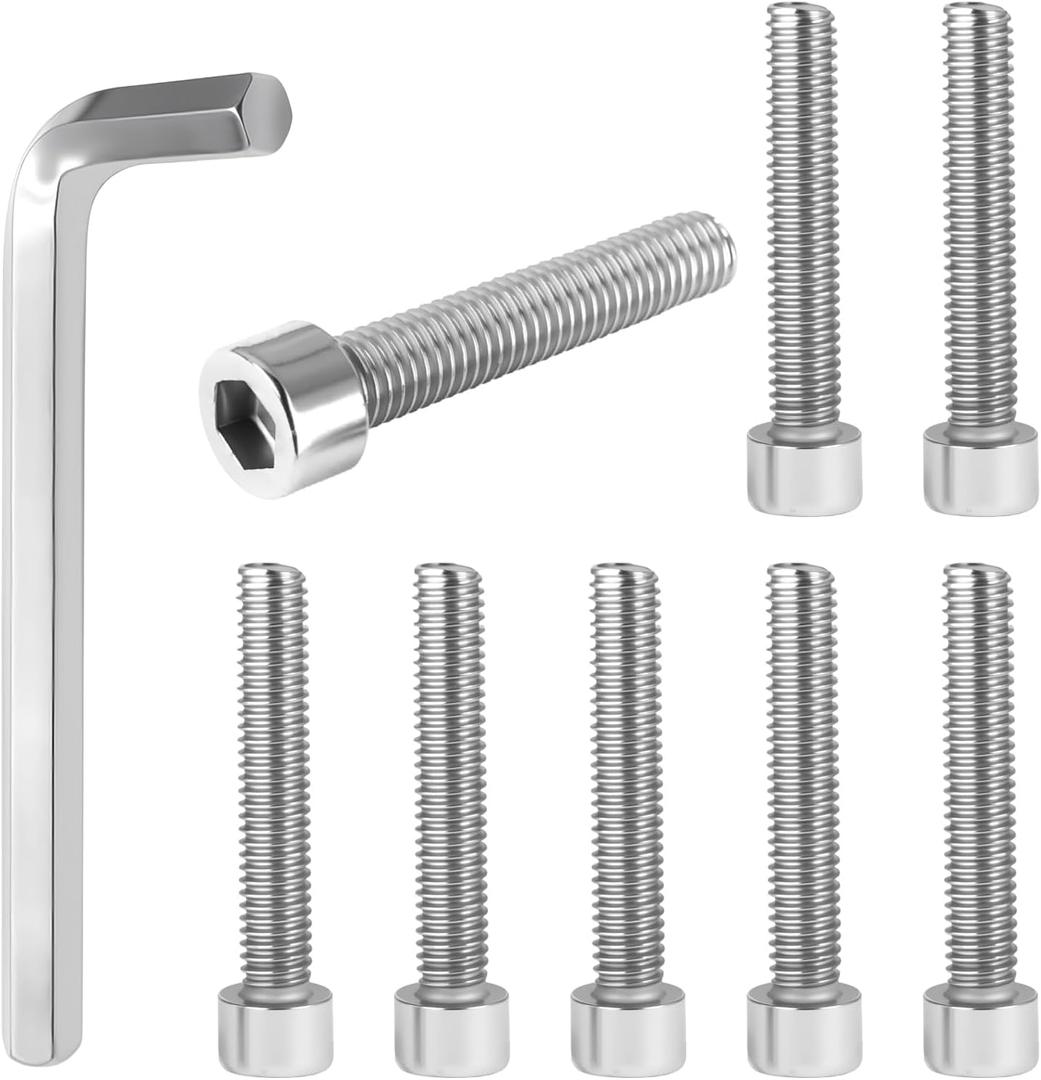 8 Pcs 1002-53-B, 1002-48-B Center Cap Screws Fit for Fuel Offroad Wheel Black Center Caps, 1002-53 Alloy Steel Silver Finish Screw Locks, with 1 Pc Allen Key, No Center Cap Included