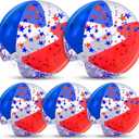 5 Pack 24 Inch & 16 Inch Patriotic Beach Balls, 4th of July Sequins Confetti Red White and Blue Large Beach Ball for Kids Adults 250th Anniversary USA Memorial Day Summer Pool Party Decorations Toys