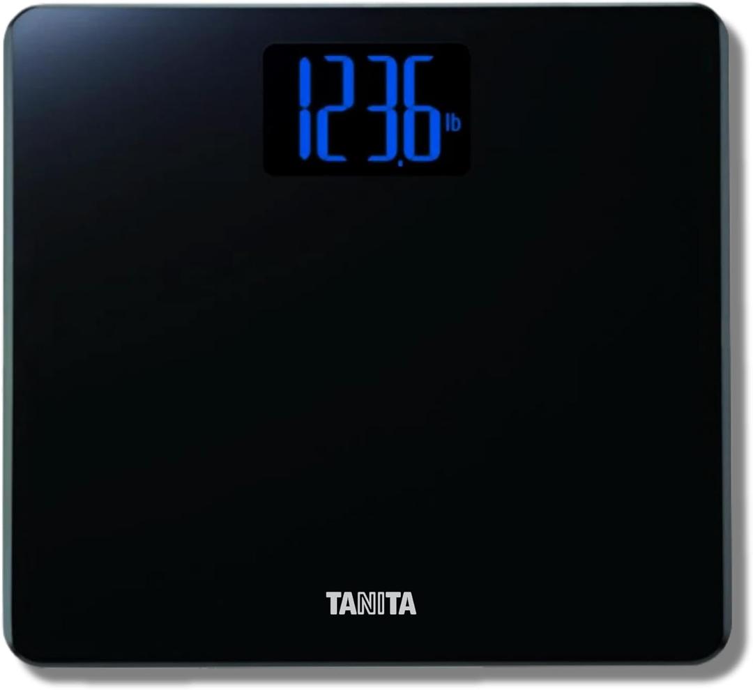 Tanita HD-366 Digital Weight Scale - 440 lbs Capacity - Japan Technology Accurate Digital Weight Scale - Step On Operation, Stylish Design with Reverse Blue Lit LCD Display & 8mm Thick Tempered Glass