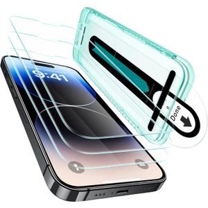 ESR 3 Pack for iPhone 14 Pro Max Screen Protector, [9H Hardness] [Military Grade Shatterproof] Tempered Glass Film with Flawless Fit Tray