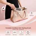 Youbella Cordless Hair Curling Iron Brush, Portable Travel Hair Curler, Mini 1.5 Heated Round Brush, 3-in-1 USB Rechargeable Straightening Wand for Styling & Smoothing, 200 Million Ionic Care, Pink