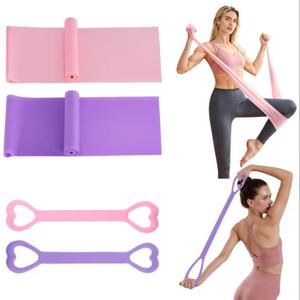 2 x Resistance Bands, Figure 8 Resistance Band, 4 Pack - Latex-Free Exercise Bands for Home Gym, Strength Training & Physical Therapy | Yoga, Pilates, Glute Workouts | Portable Elastic Bands