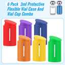 AceOrbit 6 Sets 3ml Glass Protective Vial Cap and Case Combo, Assorted Colors Reusable Lids Cover for 3ml Vials, Suitable for Traveling and Storage, Easy to Clean Leakproof Dust Resistant