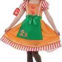 fun shack Gingerbread Costume Kids, Girls Gingerbread Costume, Christmas Costumes for Kids, Girls Christmas Costumes (Large, Brown)