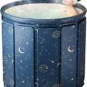 Portable Foldable Ice Bath Tub, Large Portable Bath Tub for Home Outdoors Gyms, Collapsible Soaking Bath Tub for Shower (77Gal) (Blue Planet Insulation Set)
