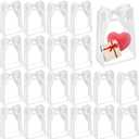 SHENLIU 24 Pcs Clear Plastic Gift Bag with Die Cut Handles, Reusable PP Favor Bag with Ribbon for Christmas Wedding Bridal Birthday Baby Shower Party Small Business, 7x10x3.15 Inch (White)