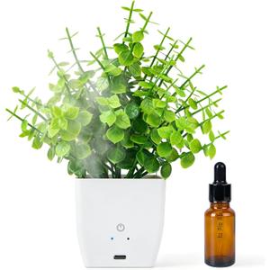 Der Rose Fake Plants Artificial Plants, Green Eucalyptus Style in White Pot, Small Decorative Accent for Bathroom Office Desk Shelf Bedroom Home Decor
