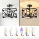 Matane Semi Flush Mount Ceiling Light, 4-Light 12inch Farmhouse Modern Light Fixture with X-Shape Cage, Industrial Rustic Ceiling Lamp for Kitchen, Dining Room, Bedroom, Hallway, Laundry Room, Black