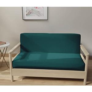 LANE LINEN Futon Covers Full Size, 100% Cotton Slipcovers, Full Size Mattress Cover for Futon Sofa Bed, Foldable Armless Sofa Cover, Zippered Couch Cover - Teal