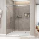 Frameless Shower Door, 50-54" W x 76" H Double Sliding Shower Door with 1/4" (6mm) Tempered Clear Glass for Walk-in Shower with Stainless Steel Hardware, Brushed Nickel