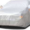SEAZEN 2 Layers SUV Car Cover Waterproof All Weather, Outdoor Car Covers for Automobiles with Zipper Door, Hail UV Snow Wind Protection (Length Up to 190") (YL(Fit SUV-Length Up to 191"), Silver-2 Layers)