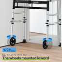 Delog Folding Walker for Senior - Platform Walker with 5 Wheels and Removable Padded Armrests 350lbs, Lightweight Walking Mobility Aid, Standard Walker for Elderly (Black)