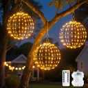 Brightown Christmas Ball Lights 3 Pack 12 Inch 120 LEDs, Battery Operated Sphere Lights with Timer,Waterproof 8 Modes with Hook for Outdoor Xmas Decorations Yard Porch Patio(Warmwhite)