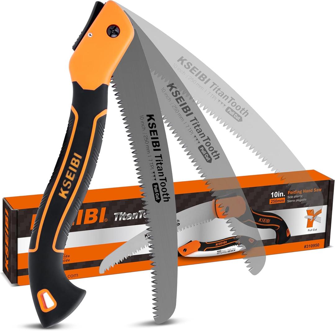 KSEIBI Folding Saw - 10 Inch Camping & Gardening Saw, SK-4 Steel, Precise Cuts