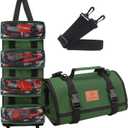 Roll Tool Bag, Green Wrench Roll Organizer, Canvas Roll Up Tool Bag, Multi-Purpose Tool Roll Organizer,Tool Pouch for Motorcycle Car