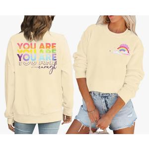 JINTING You Are Enough Sweatshirt for Women Inspirational Shirt Mental Health Pullover Cute Graphic Crew Neck Tops XXL